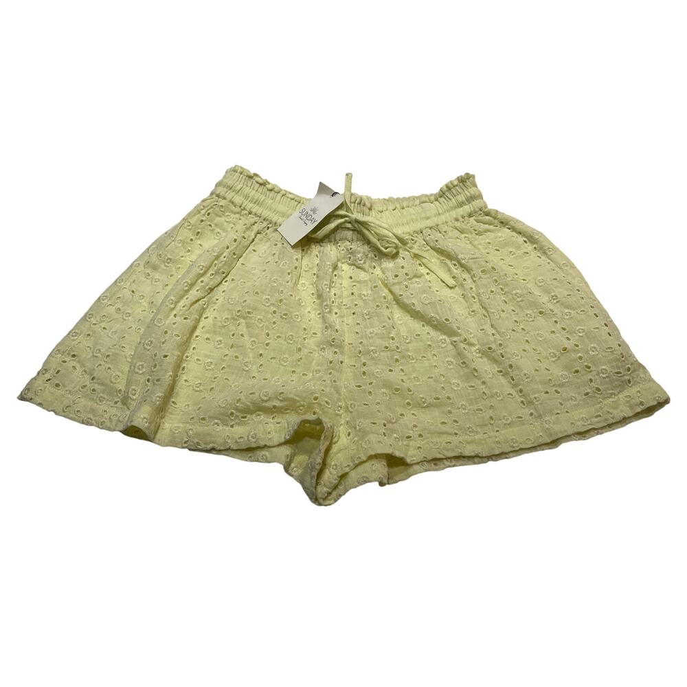 M1-78 SUNDAY ST. TROPEZ Women's Embroidered Nina Shorts Yellow 100% Cotton S